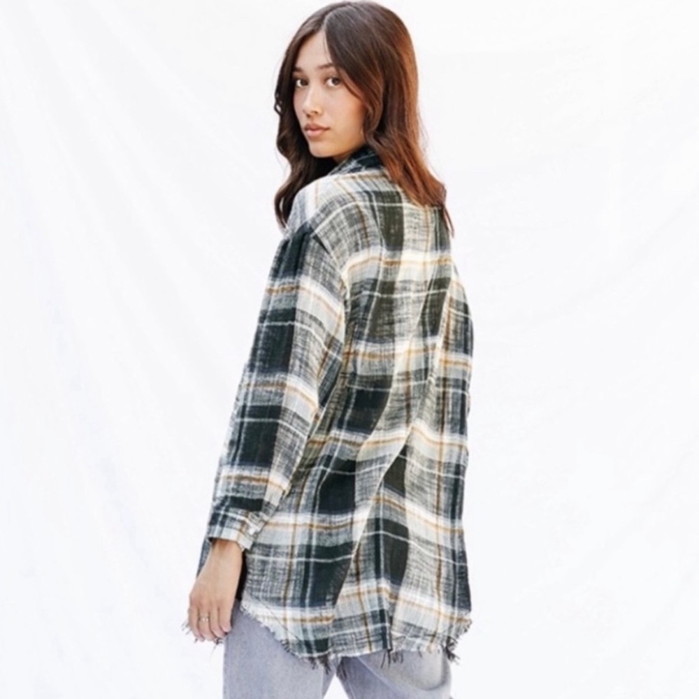 New Lightweight Fall Plaid Gauze Top - Picture 3 of 4